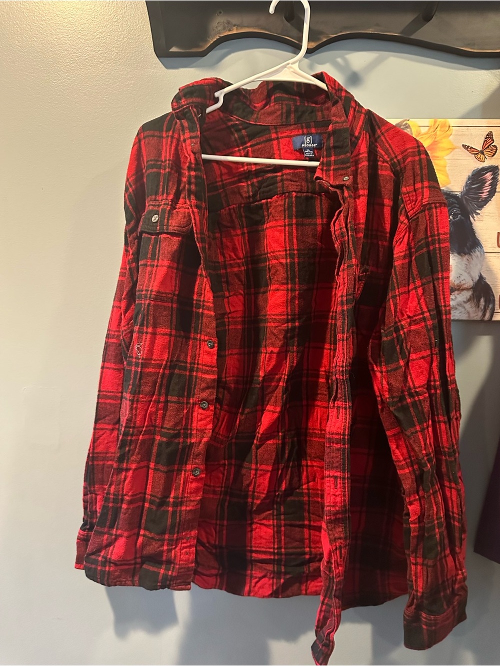 George Red & Black Plaid Casual Button-Down Shirt